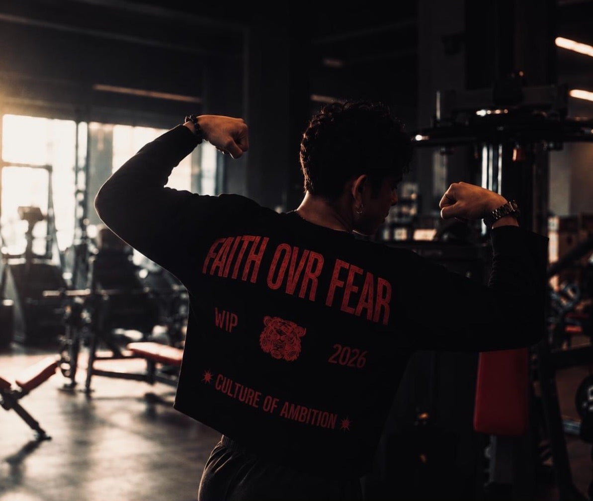 FAITH OVER FEAR WAFFLE TEE RED